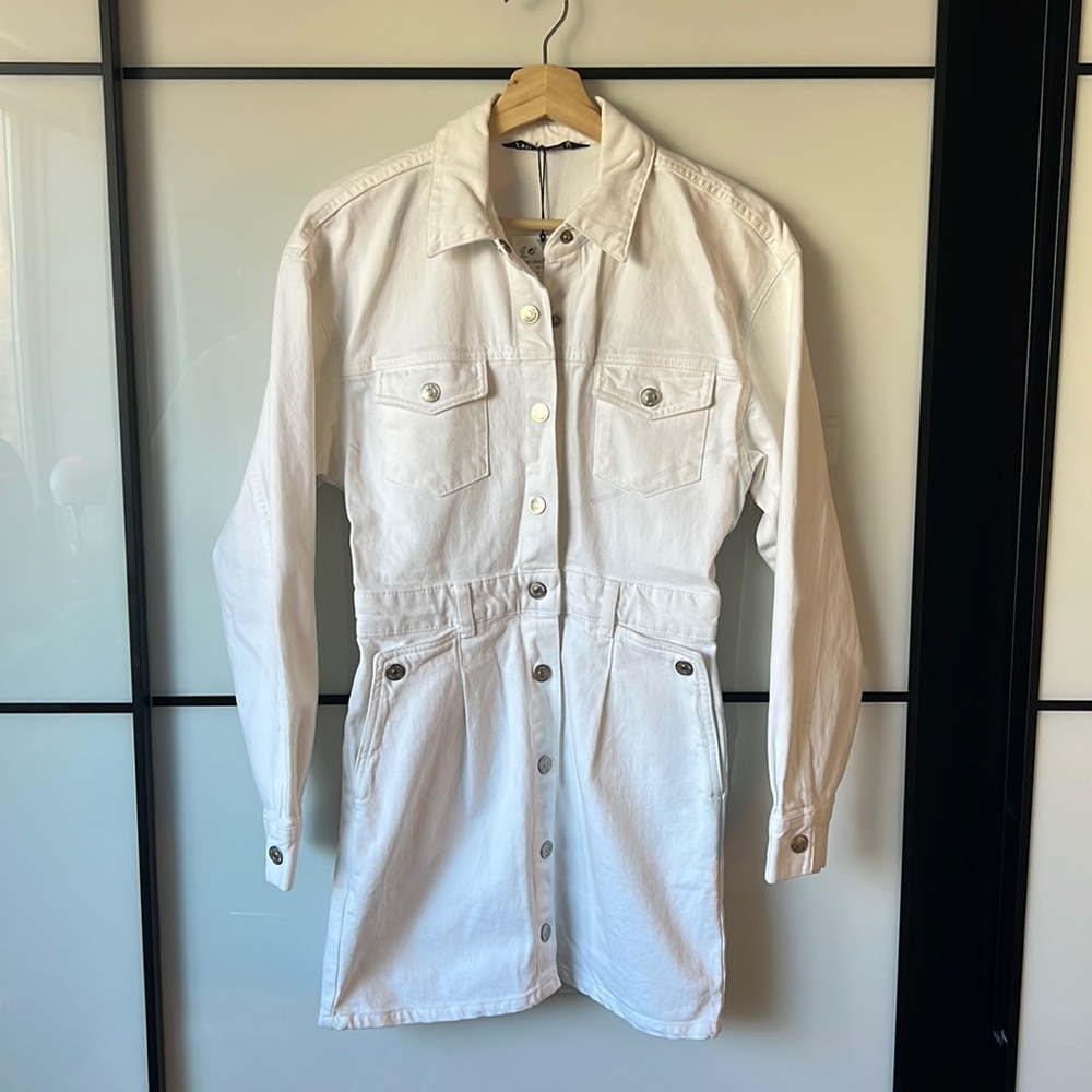 Women’s Zac White Long Sleeve Denim Dress - Size Small